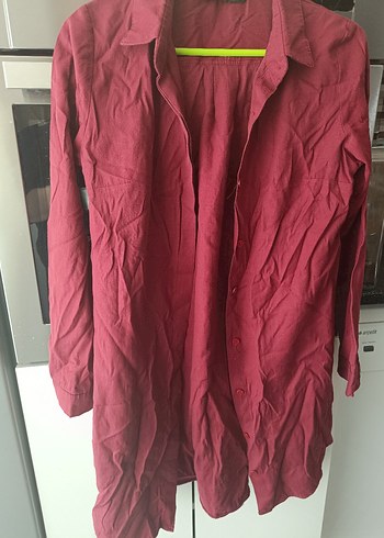 Diğer Bordo Düğmeli Keten Gömlek