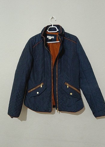 Deri Detaylı Kahverengi Denim Kadın Ceket