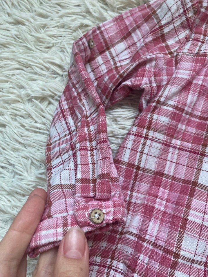 LC Waikiki Pembe Kareli Uzun Kollu Kız Gömlek - Görsel 3