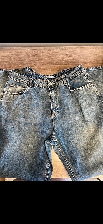 Diğer Eskitme desenli bol paça jean/pantolon