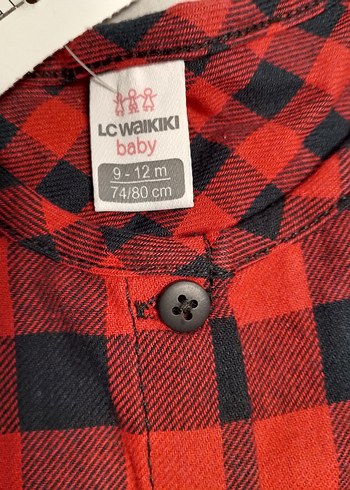 Kız Çocuk Kırmızı Kareli Düğmeli Elbise - Görsel 2