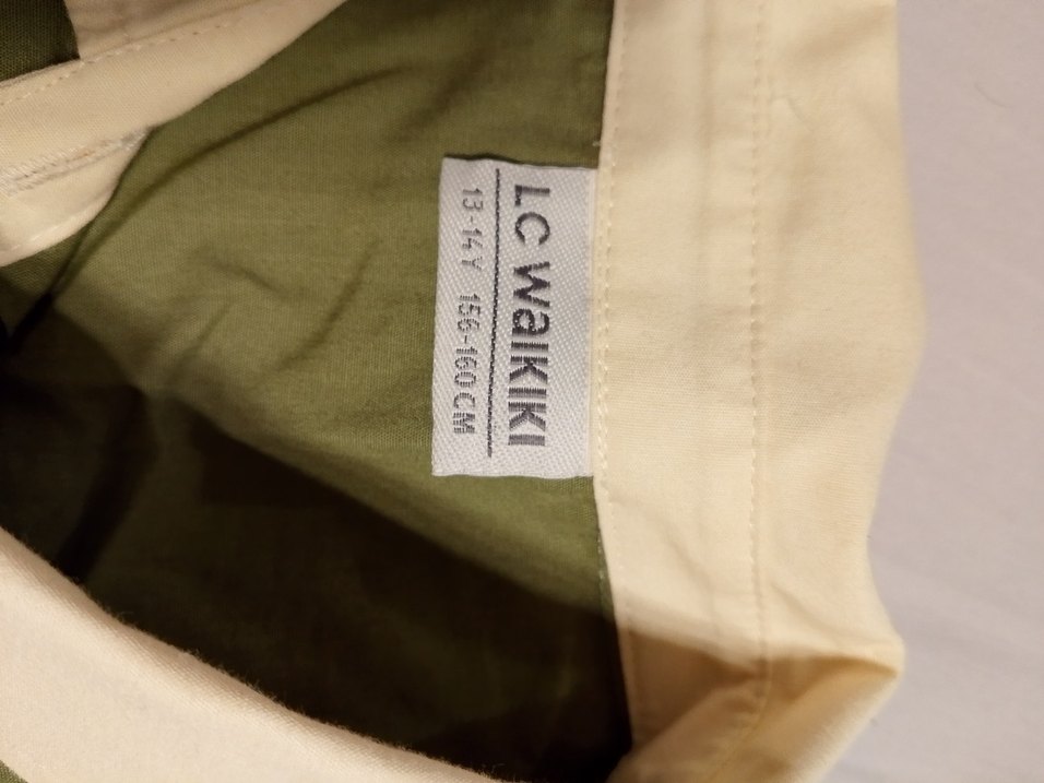 Hafif Haki kremli kız çocuk gomlek - Görsel 2