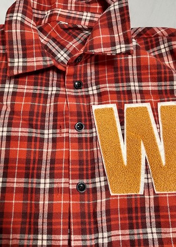 Kırmızı Ekose Düğmeli kız çocuk Gömlek - Görsel 2