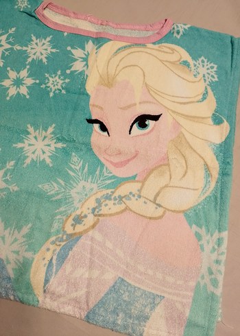 Kız Çocuk Turkuaz Baskılı havlu panco - Görsel 2