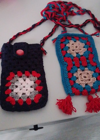 Renkli Nakışlı Örgü Kadın Çapraz Çanta - Görsel 2