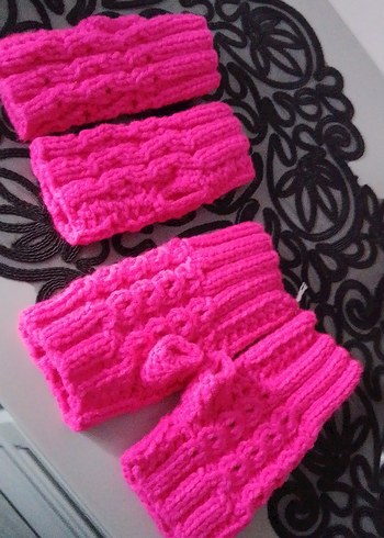 Renkli Nakışlı Örgü Çocuk eldiven - Görsel 2