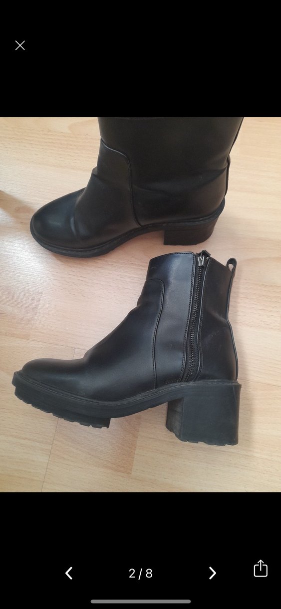 Siyah Deri Kadın Topuklu Bot - Görsel 2