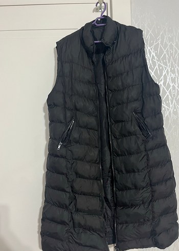 Fermuarlı Siyah Midi Kadın Yelek - Görsel 2