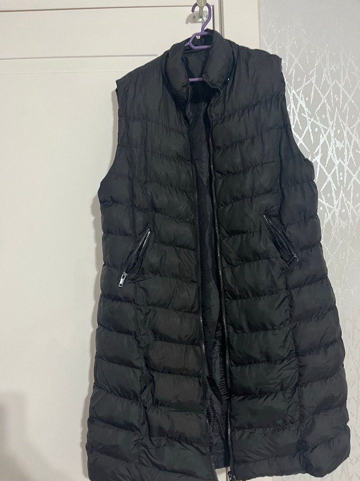 Fermuarlı Siyah Midi Kadın Yelek - Görsel 2