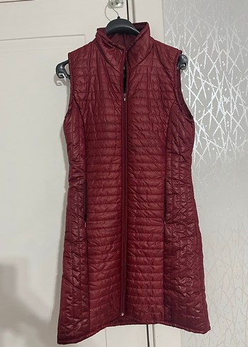 Bordo Fermuarlı Kadın Midi Yelek - Görsel 2