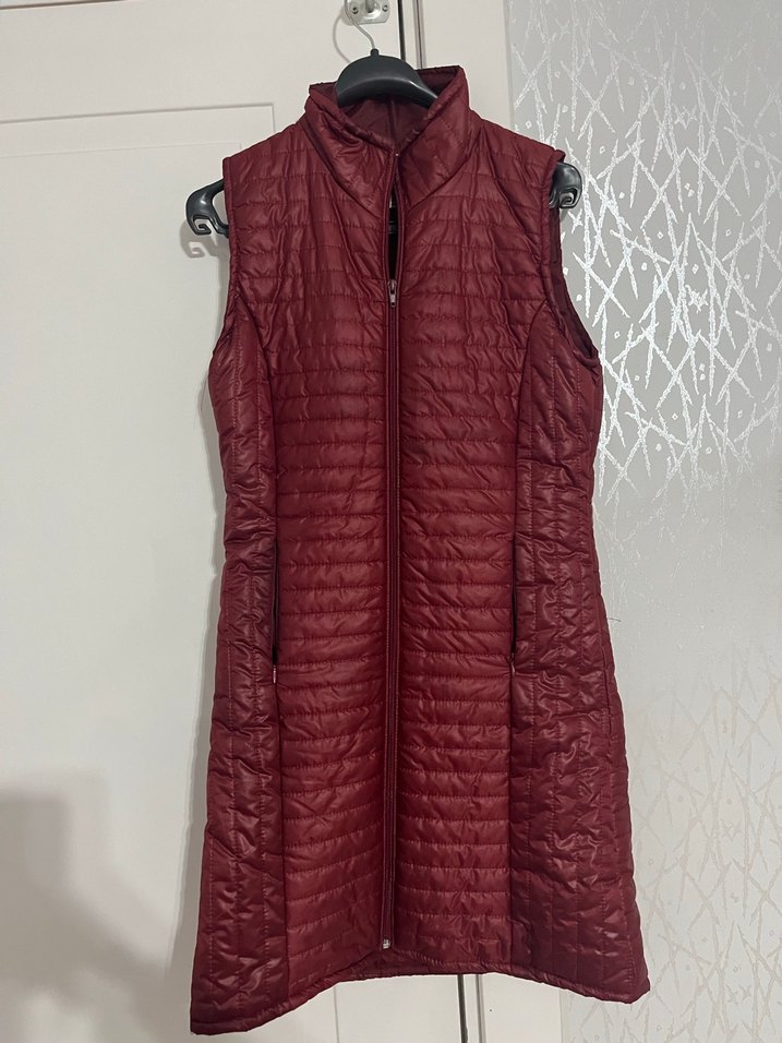 Bordo Fermuarlı Kadın Midi Yelek - Görsel 2