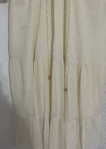 Beyaz Bohem Uzun Keten Elbise - Görsel 3