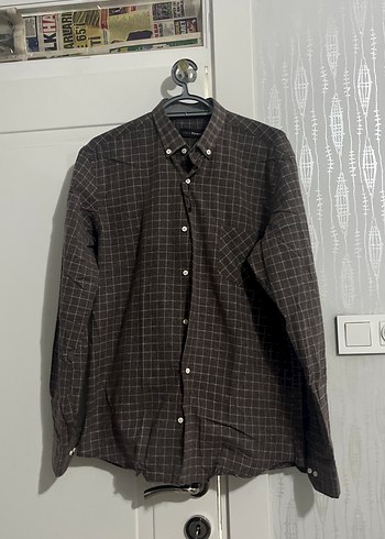 Düğmeli Kahverengi Uzun Kollu Erkek Gömlek - Görsel 2