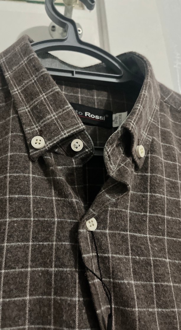 Düğmeli Kahverengi Uzun Kollu Erkek Gömlek - Görsel 3