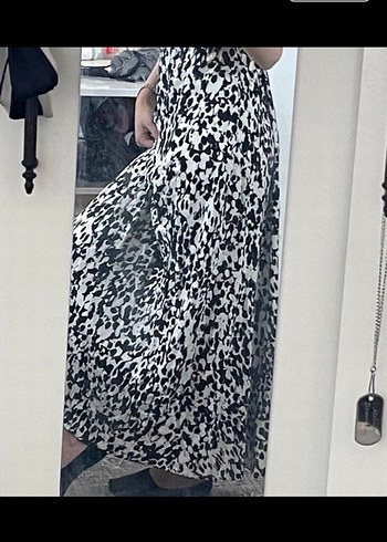 Gri Zebra Desenli Uzun Etek - Görsel 2