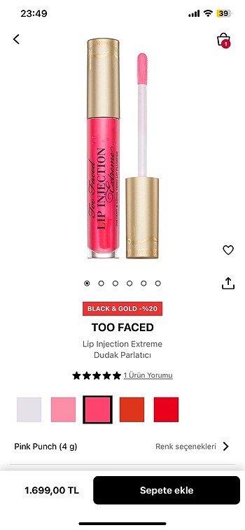 Beden pembe Renk Sephora makyaj too faced huda beauty
