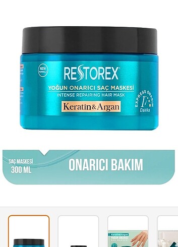 Beden Renk 2 adet Restorex Keratin & Argan Onarıcı Saç Bakım Maskesi 30