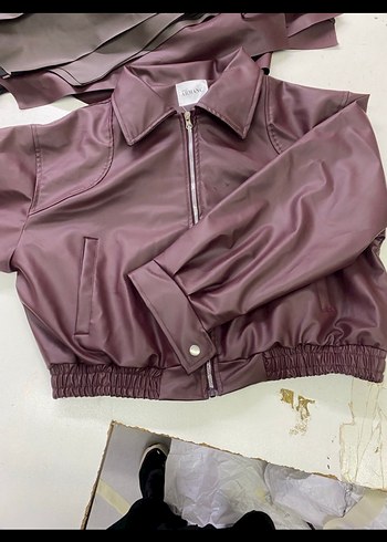 Diğer Kadın bordo Deri Düğmeli Ceket