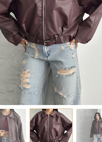 Kemerli, Bol Kesim Denim Ceket