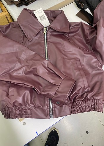 m Beden bordo Renk Düğmeli bordo Deri Kadın Ceket