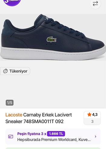 Erkek Lacoste Lacivert Bağcıklı Spor Ayakkabı - Görsel 9