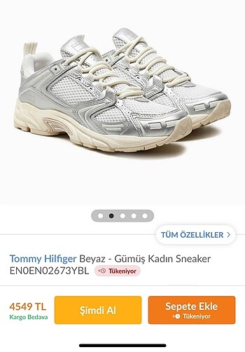 Tommy Hilfigher Beyaz Gümüş Deri Sneaker