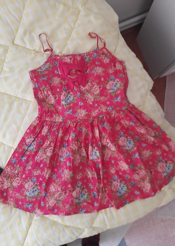 LC Waikiki Pembe Çiçekli Bohem Kız Elbisesi