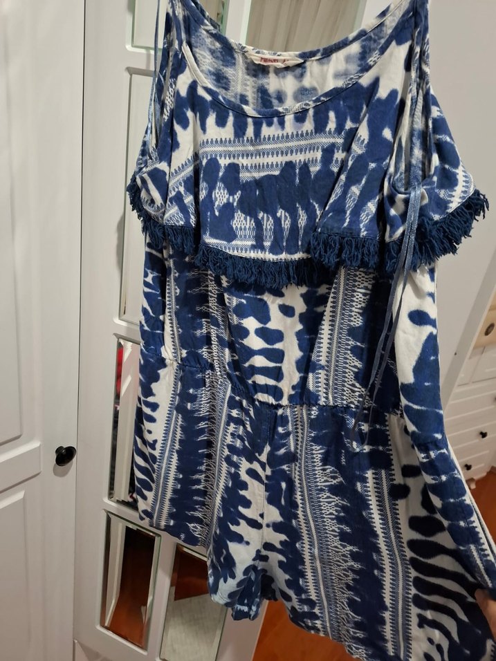 Püsküllü Mavi Bohem Kadın Tulum - Görsel 2