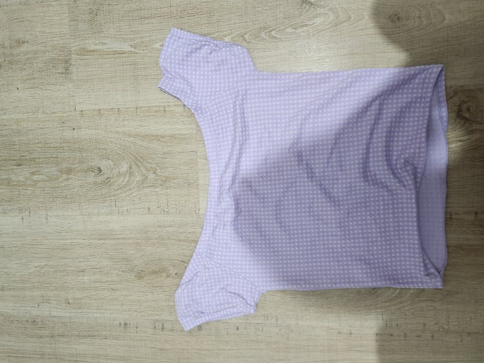 Pastel Mor Omuz açık Tişört - Görsel 2