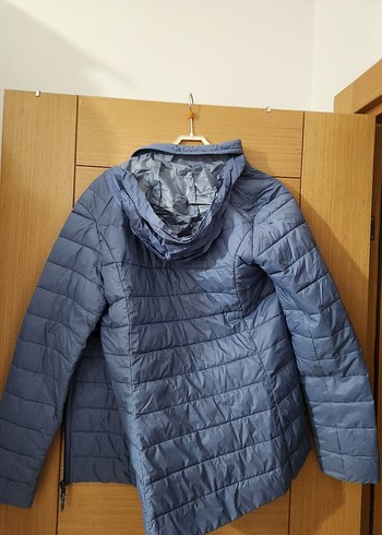 Mavi Fermuarlı Uzun Kollu Kadın Mont - Görsel 5