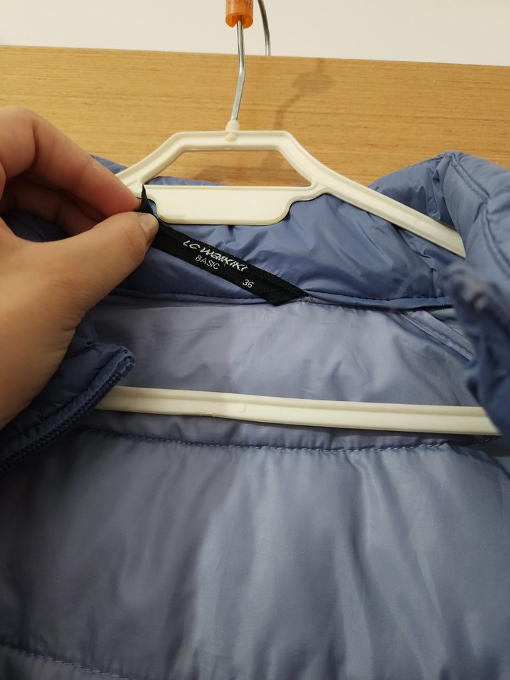 Mavi Fermuarlı Uzun Kollu Kadın Mont - Görsel 2