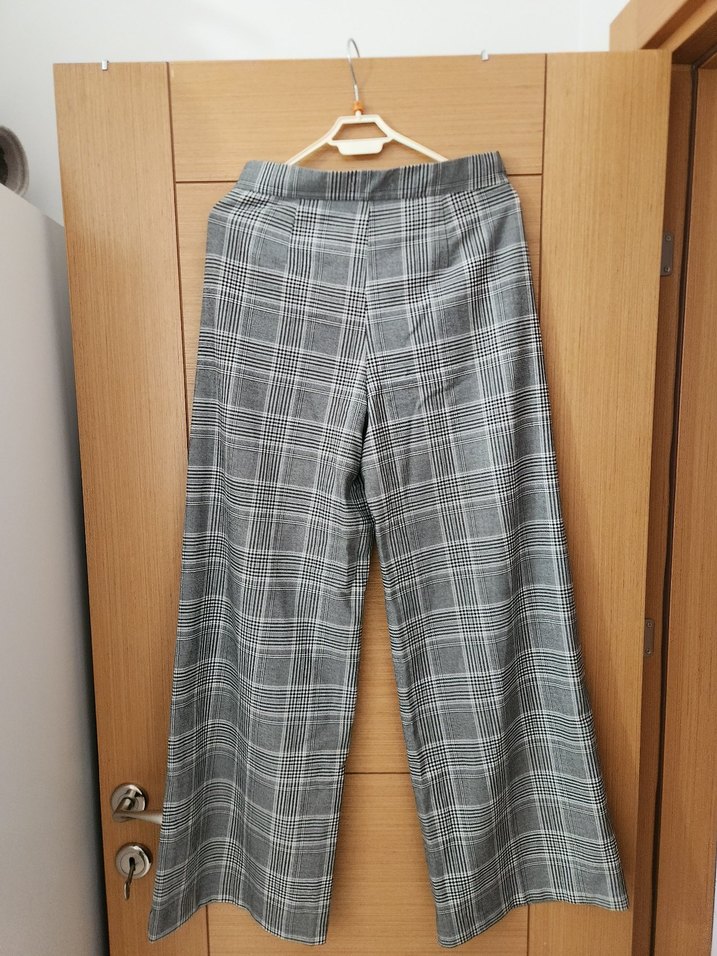 Gri  Ekoseli Kadın Kumaş Pantolon - Görsel 2