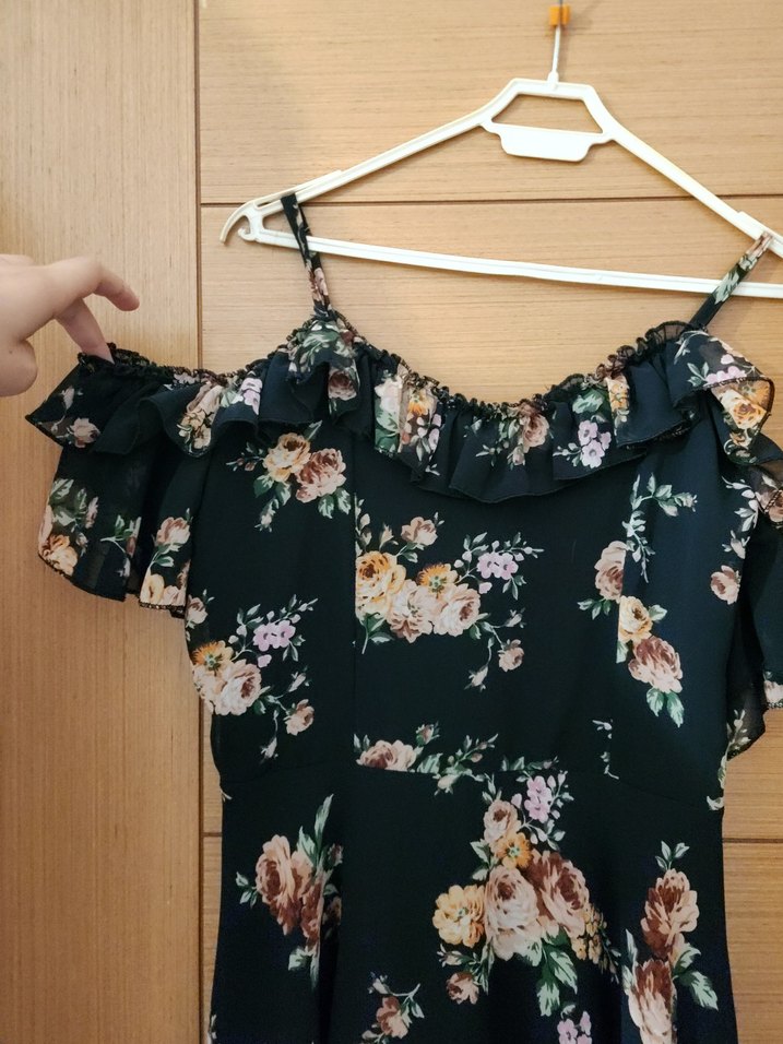 Çiçek Desenli  Uzun  Elbise - Görsel 2