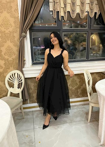 38 Beden siyah tütülü abiye elbise