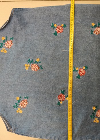 B.you marka 46 beden.Nakışlı Mavi Denim Kadın Salopet - Görsel 7