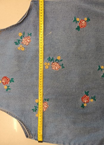 B.you marka 46 beden.Nakışlı Mavi Denim Kadın Salopet - Görsel 5