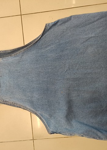 B.you marka 46 beden.Nakışlı Mavi Denim Kadın Salopet - Görsel 2