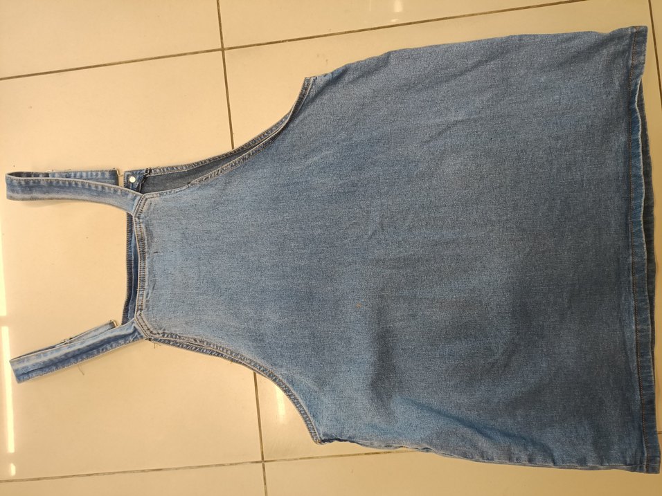 B.you marka 46 beden.Nakışlı Mavi Denim Kadın Salopet - Görsel 2