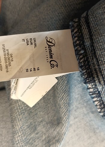 Denim&Co 46 bedenMavi Denim Kısa Jean Salopet Elbise - Görsel 6
