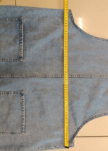 Denim&Co 46 bedenMavi Denim Kısa Jean Salopet Elbise - Görsel 3