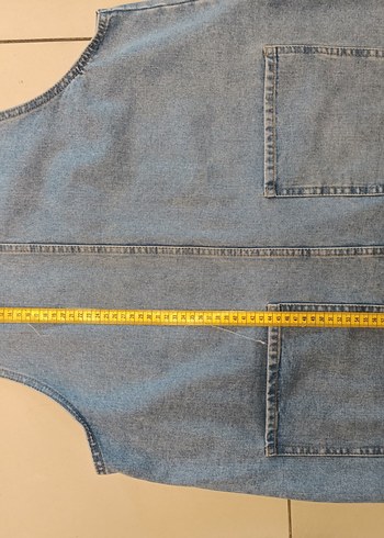 Denim&Co 46 bedenMavi Denim Kısa Jean Salopet Elbise - Görsel 2