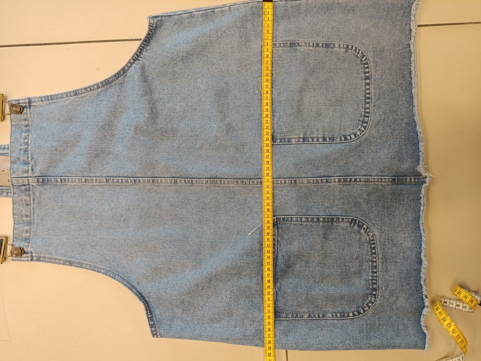 Denim&Co 46 bedenMavi Denim Kısa Jean Salopet Elbise - Görsel 4