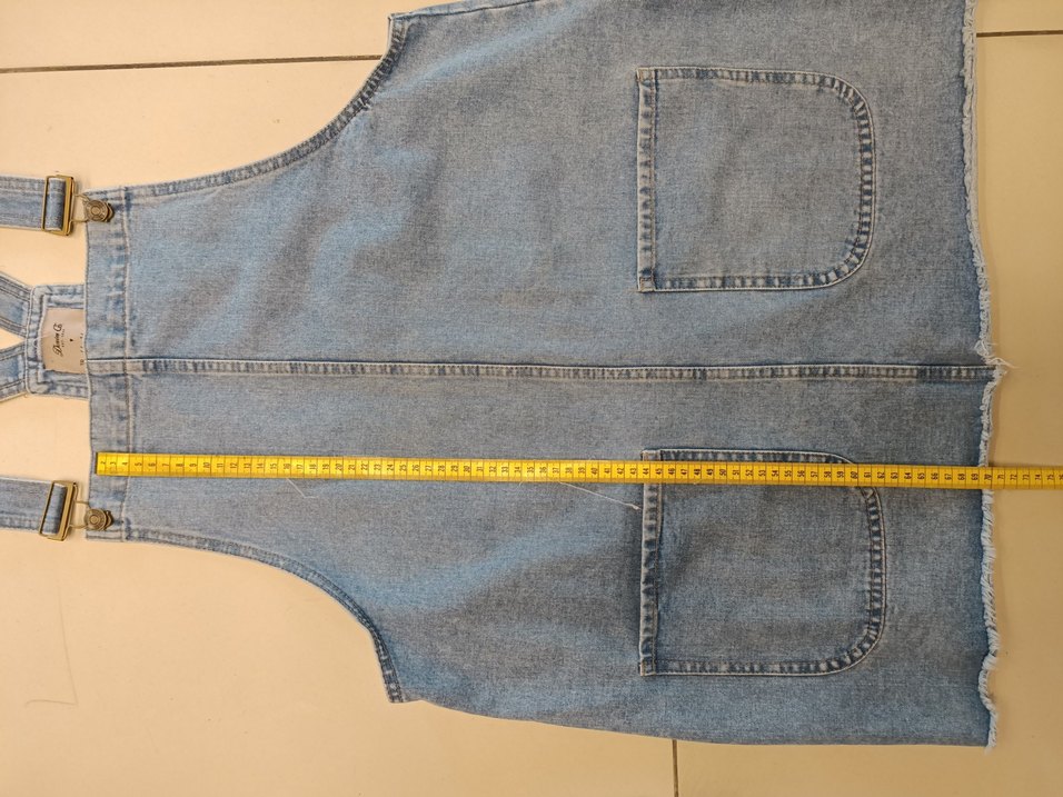 Denim&Co 46 bedenMavi Denim Kısa Jean Salopet Elbise - Görsel 2