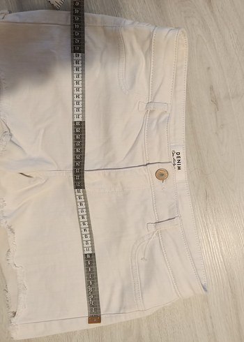 Yurtdışından,40 beden.Beyaz Pamuklu Mini Kot Şort - Görsel 5