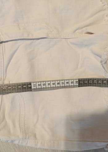 Yurtdışından,40 beden.Beyaz Pamuklu Mini Kot Şort - Görsel 6