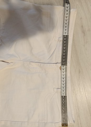 Yurtdışından,40 beden.Beyaz Pamuklu Mini Kot Şort - Görsel 4