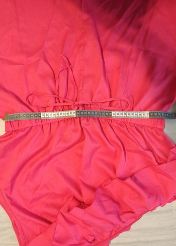 Shein 2XL Pembe Volanlı Tek Omuz Mini Tulum - Görsel 4