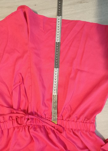 Shein 2XL Pembe Volanlı Tek Omuz Mini Tulum - Görsel 6