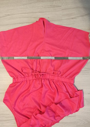 Shein 2XL Pembe Volanlı Tek Omuz Mini Tulum - Görsel 5