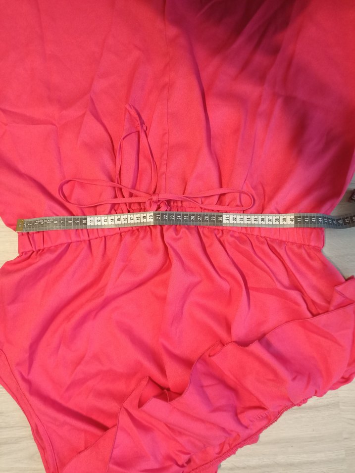 Shein 2XL Pembe Volanlı Tek Omuz Mini Tulum - Görsel 4